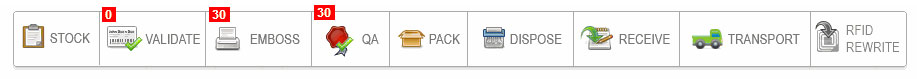 Counts of pending tasks displayed above process icons in our personalization application for vehicle license plates 