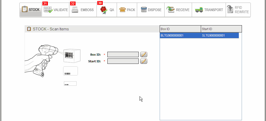The destination of where the vehicle license plates will be transported is selected before scanning