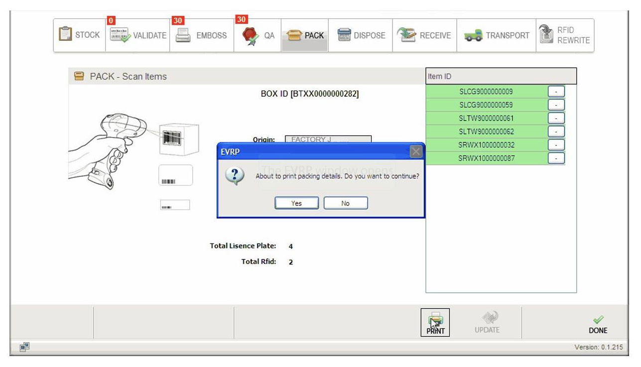 Using the QA Module vehicle license plates are matched with the database via barcode scanning
